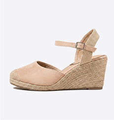 Wide EE Fit Mock Suede Covered Toe Wedge Espadrille Shoe - LJ973